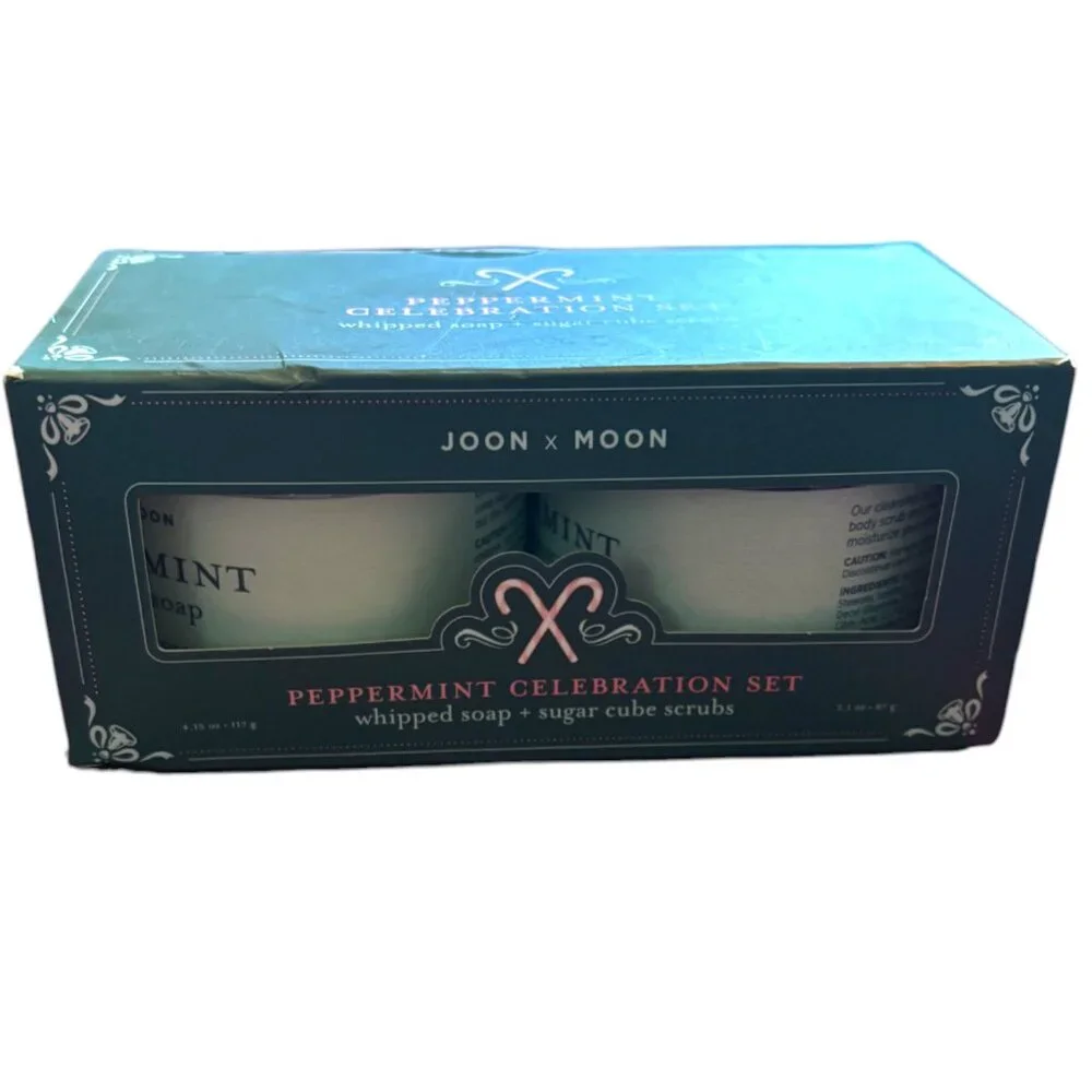 Joon Moon Peppermint Whipped Soap &‎ Sugar Cube Scrub Celebration Set NEW